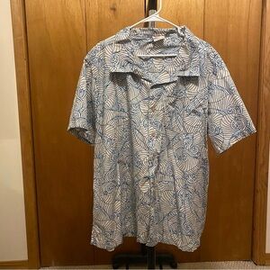 Barefoot Paradise Men's Blue Wave Hawaiian Button-down Shirt Size XXL